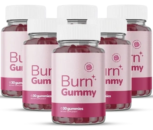 6 pink Burn Gummy jars of 30 gummies each