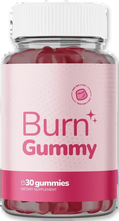 One pink Burn Gummy jar with a white cap, drawn from the front