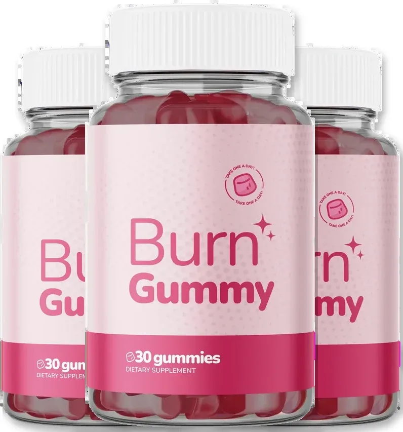 Three pink Burn Gummy jars standing together